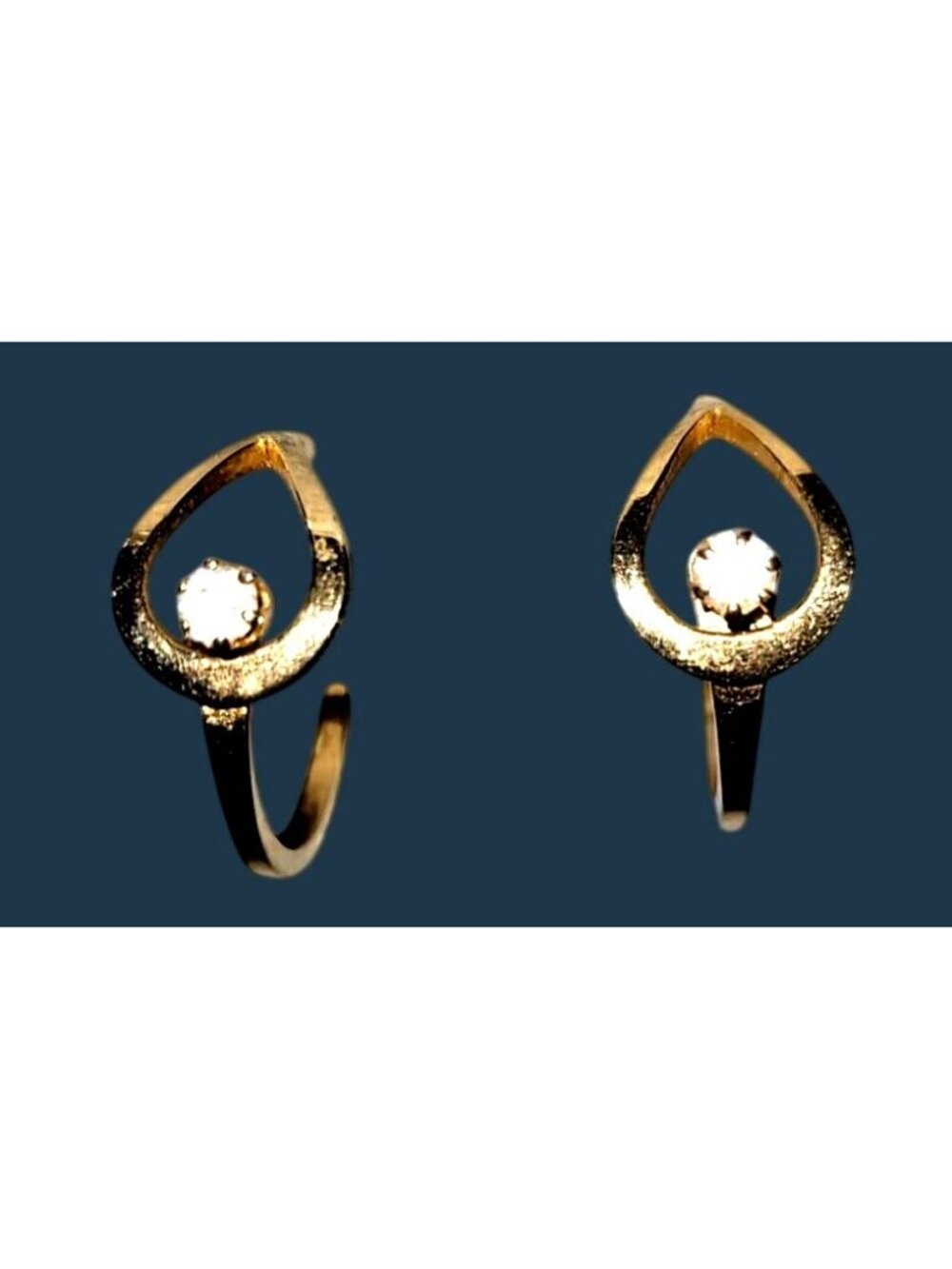 Vintage 1970s Avon Rhinestone Hoop Earrings Pierced 3/4 Hoops 5/8" Long